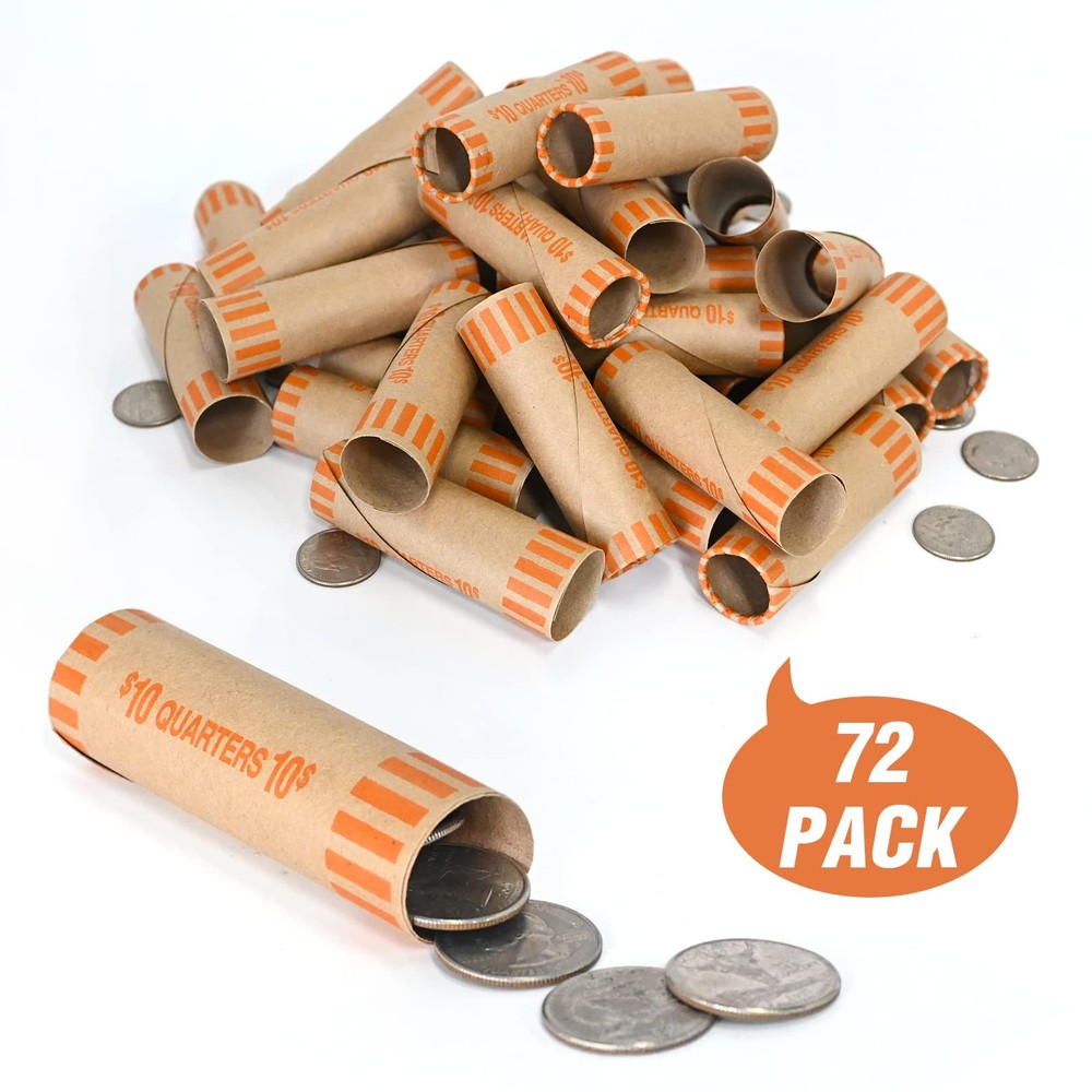 72 PCS Preformed Coin Wrappers Rolls-Quarters