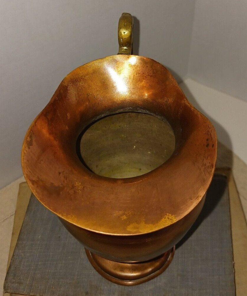 Vintage 7" Copper Pitcher w/Brass Handle