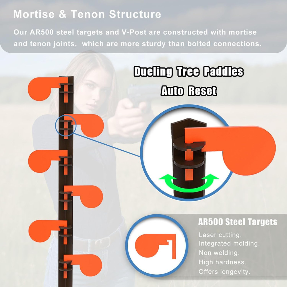Complete Dueling Tree System - AR500 Auto Reset Targets & 3-In-1 Target Stand Ba