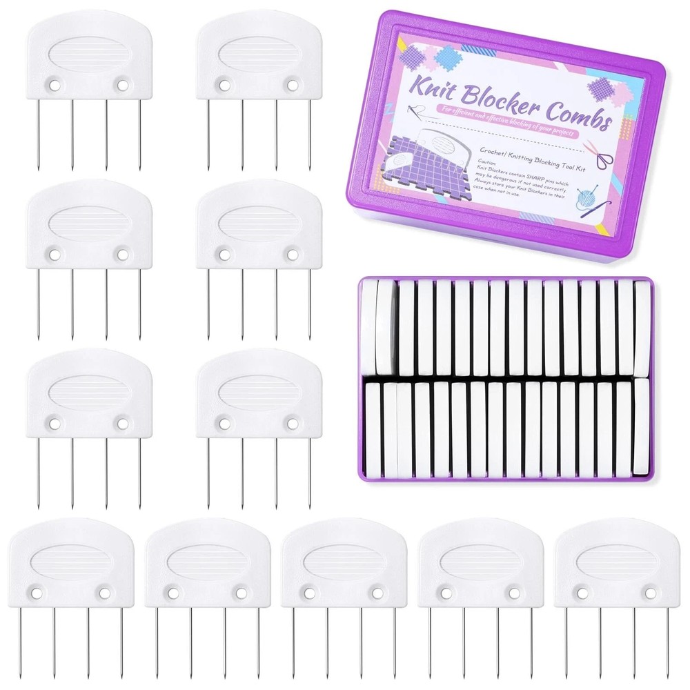 32 Pcs Blocking Combs, Knit Blockers Combs for Blocking, Blocking Pins for Kn...