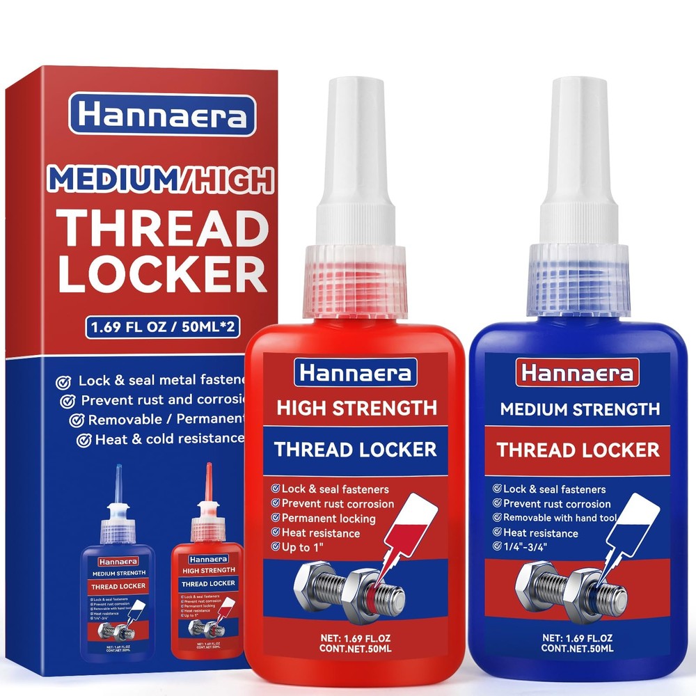 Thread Lock Blue and Red, Threadlocker Medium High Strength, blue