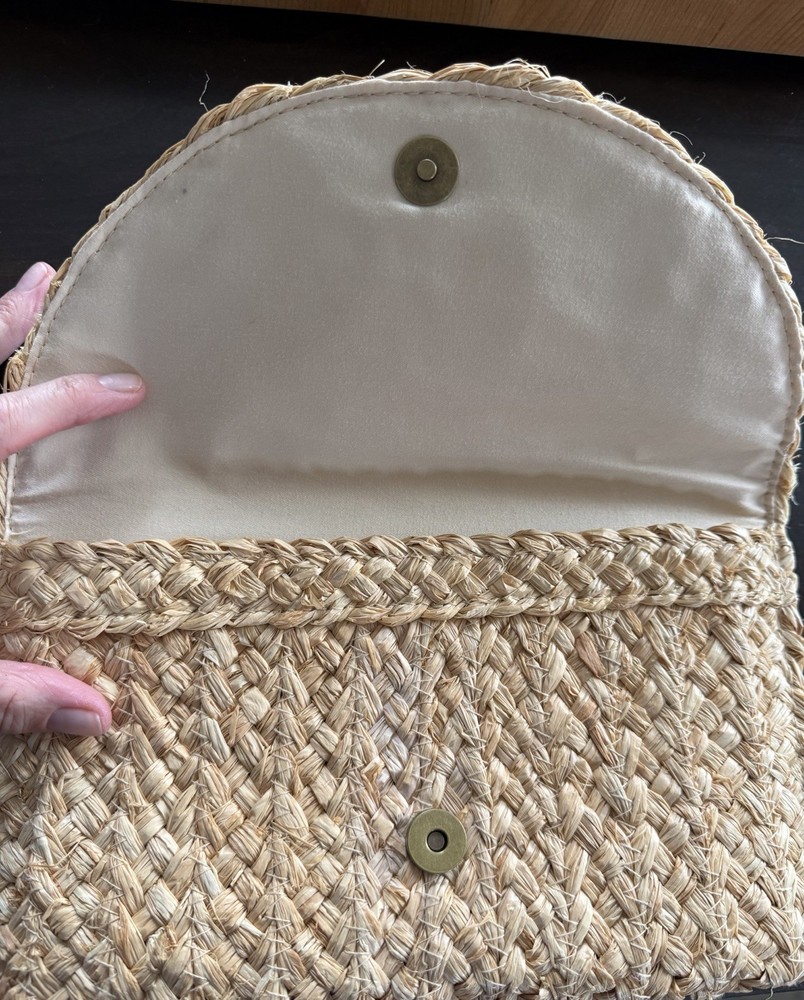 Universal Thread Straw Clutch Woven Tan Summer Beach Boho 11x6