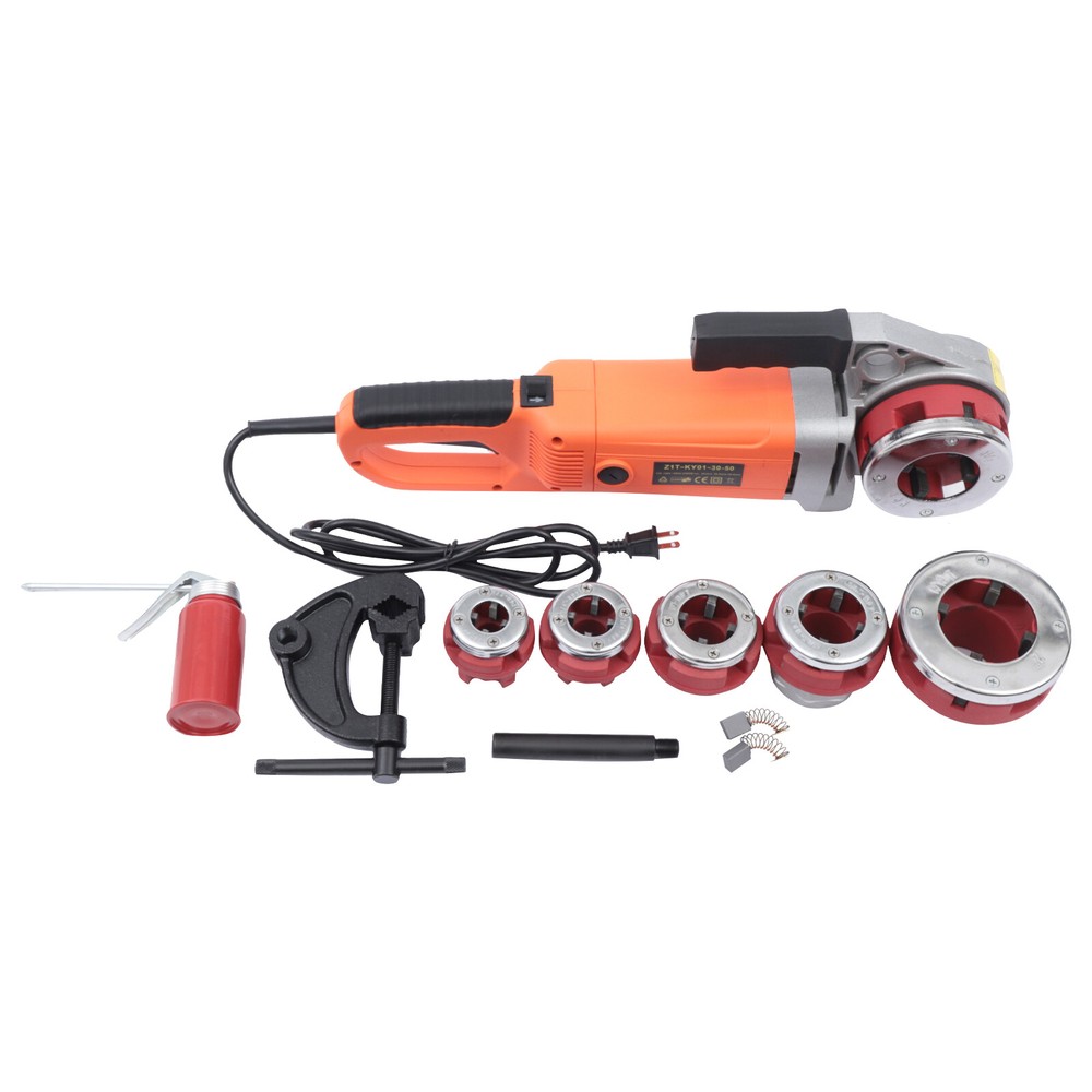 Handheld Electric Pipe Threader Threading Machine w/6 Pipe Cutter 1/2"-2" 6 Dies