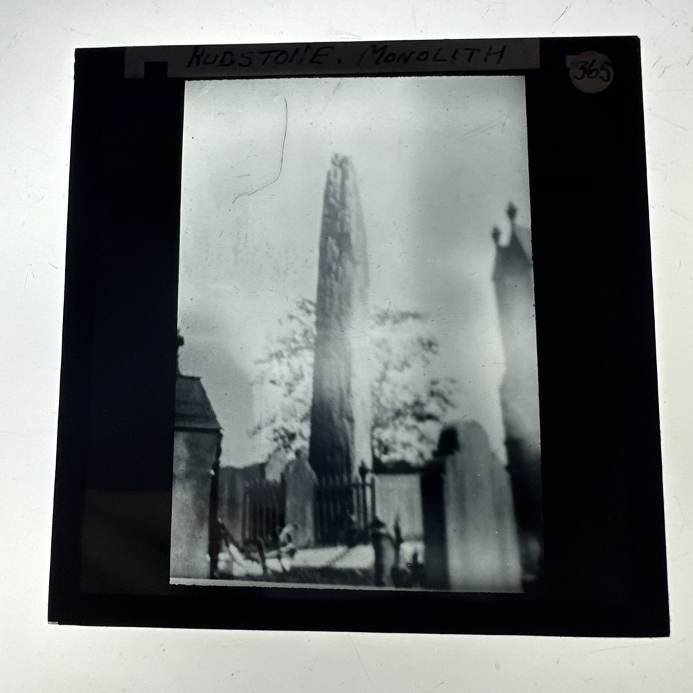 Antique Magic Lantern Slide Rudston monolith Yorkshire