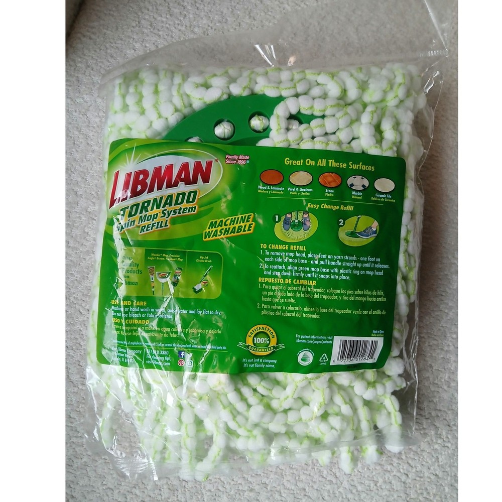 LIBMAN TORNADO SPIN MOP HEAD SYSTEM REFILL Deep Cleaning Microfiber NEW