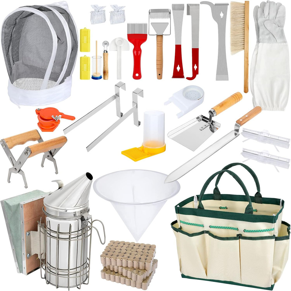 Beekeeping Supplies, 30 PCS Bee Keeping Starter Kit, Beekeeping Tools and Sup...