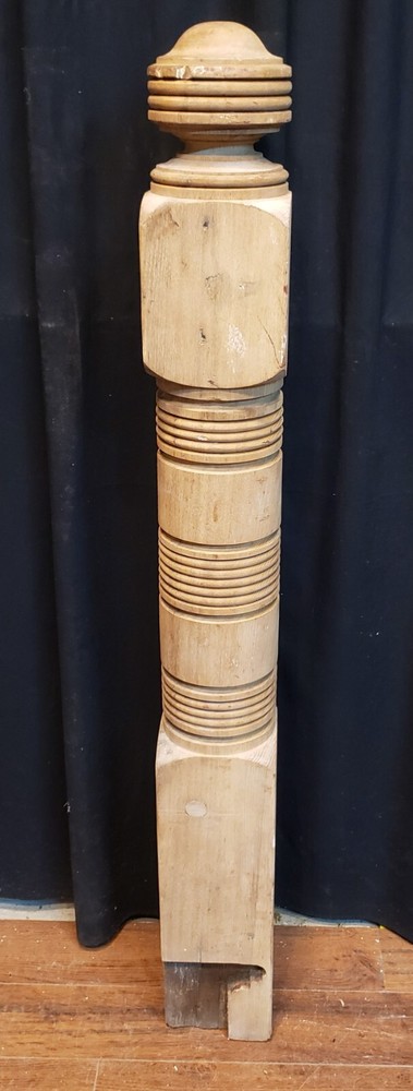 Restored Ornate Solid Oak Newel Post 50 1/4" by 5 3/4" GA9714