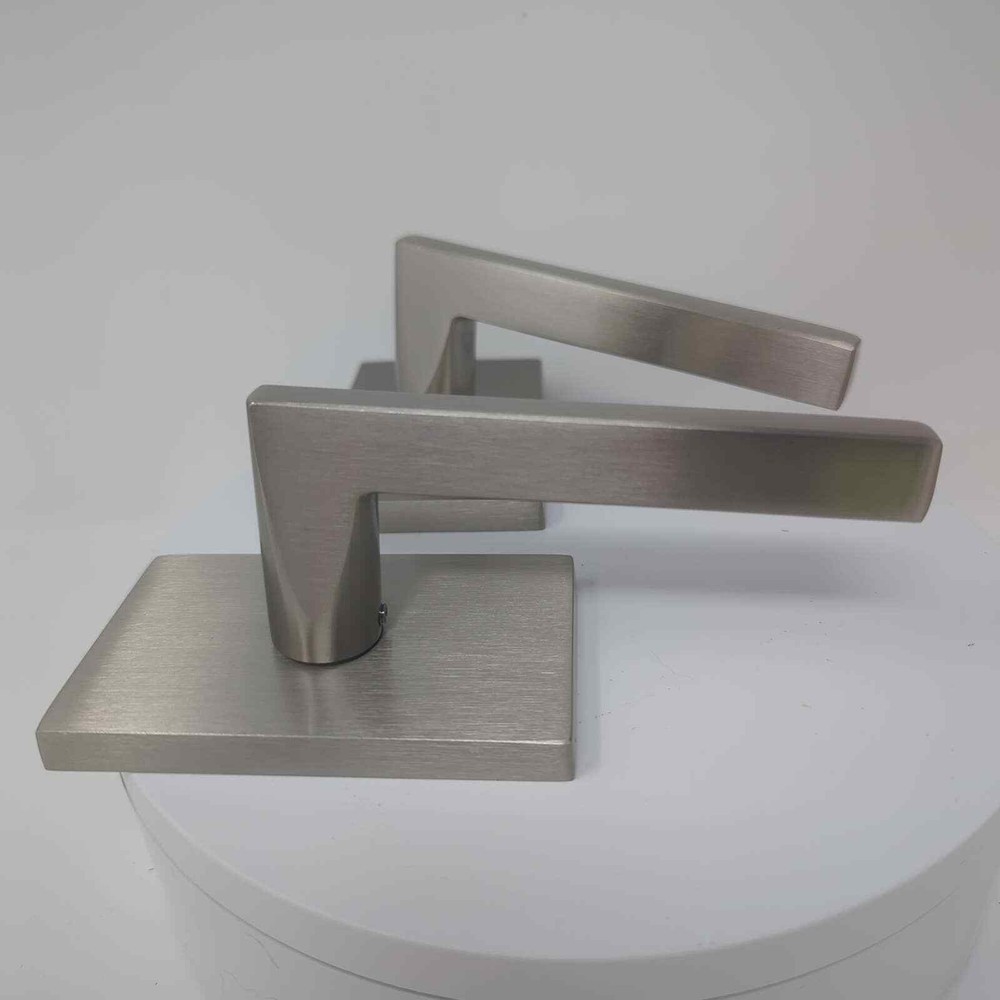 Emtek Helios Dummy Levers Set Rectangular Rosette Satin Nickel 5052HLOUS15