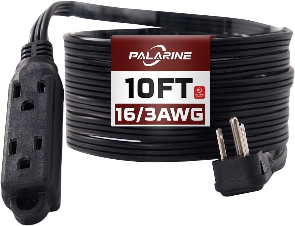 Flat Plug Extension Cord with 3 Outlets Extender, Flat Plug Power Strip, Indo...