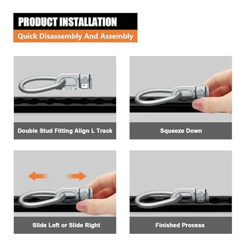 8Pack L Track Double Stud Tie Down Fitting with Pear Link L-Track 8DP Silver