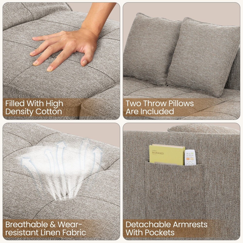 4-in-1 Folding Ottoman Sofa Bed, Convertible Chair Multi-Function Sleeper Sofa:】