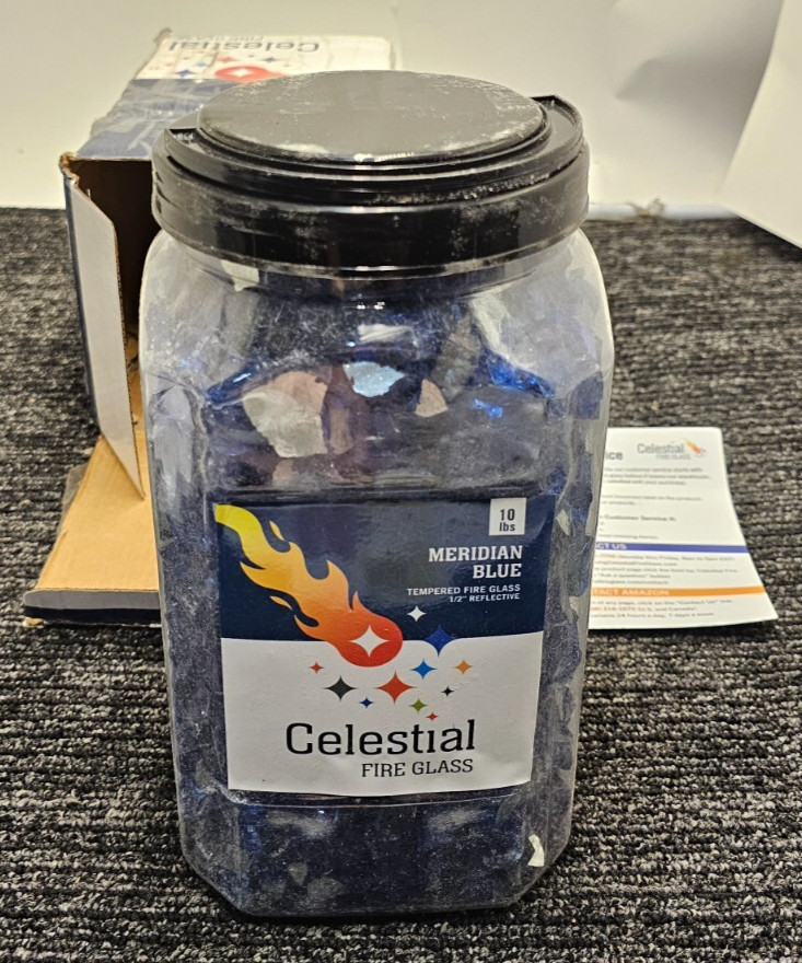 Celestial TRL-MB-10 1/2" Reflective Tempered Fire Glass iMeridian Blue 10 Pound