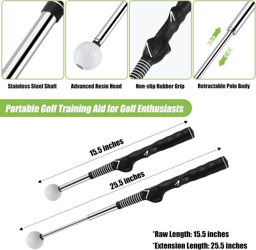 Stainless Steel Retractable Golf Swing Training Aid - Perfect for Every Golfer