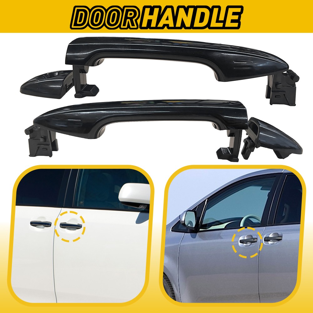 Door Handle Set For 2011-2016 Sienna 09-12 Venza Front Outer Primed Black 2Pc