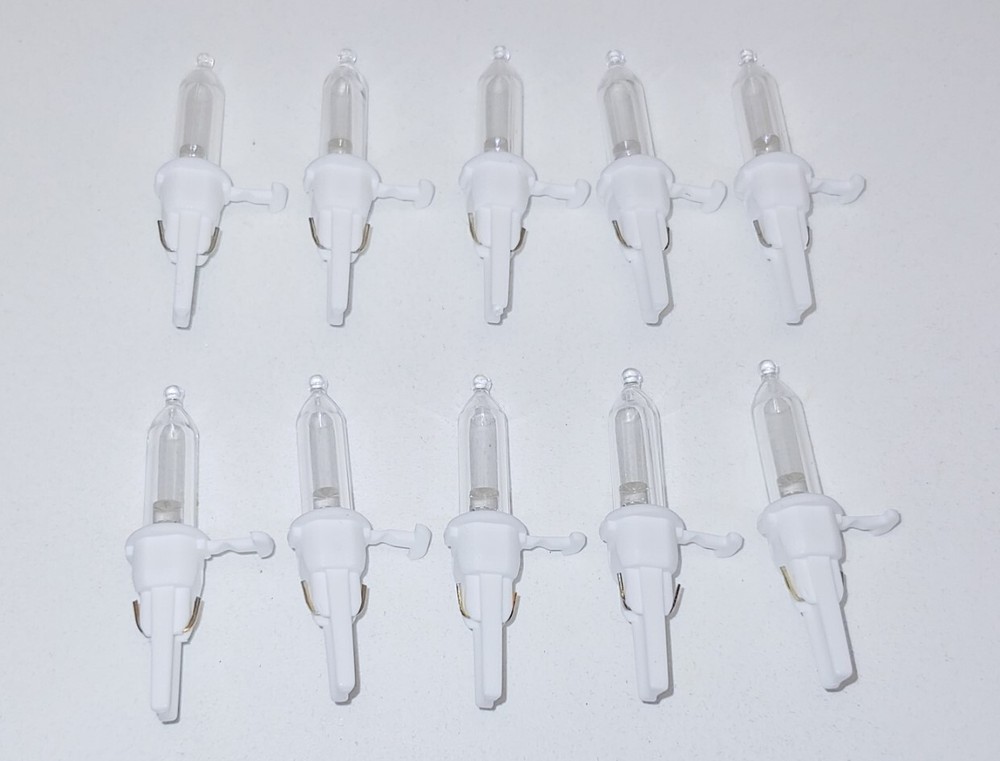 10 Clear WHITE B L1, LED Mini Christmas Tree Lights Replacement Bulbs 3.4 V .068