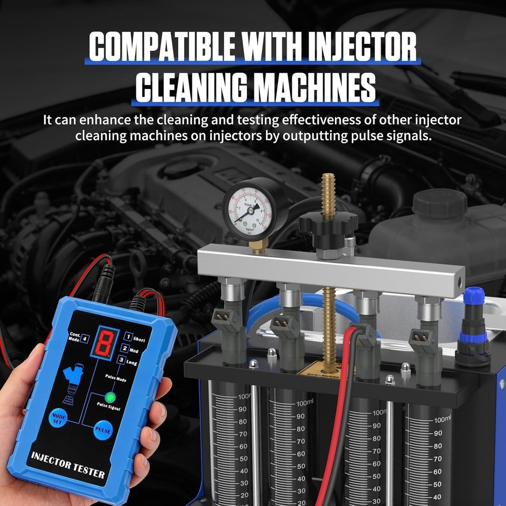 Professional Injector Cleaner Kit with 4 Nozzles & 8 Adjustable Pulse Settings