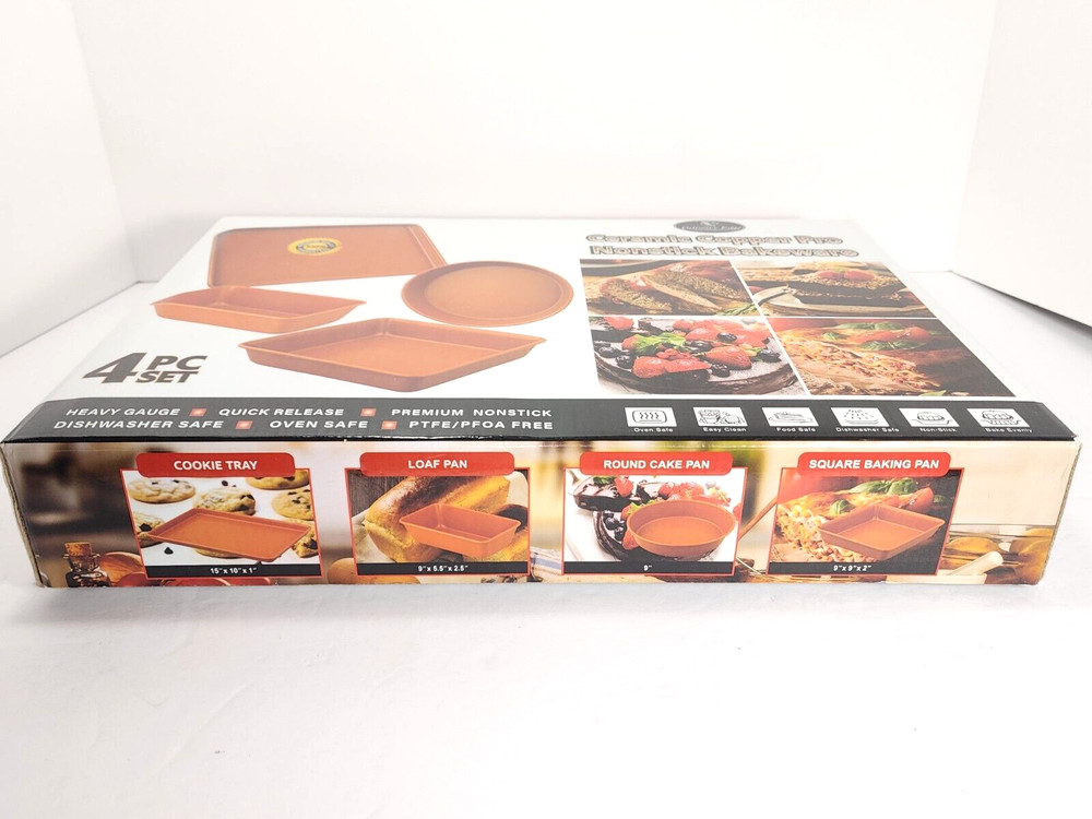 Culinary Edge Copper Ceramic Nonstick Bakeware Set, Assorted Items, 4 Piece