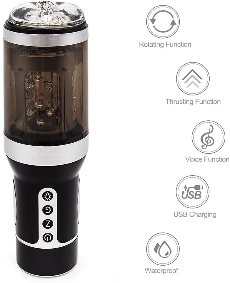 Men Automatic Telescoping Male Masturbator Stroke Rotating Handsfree Lubricants