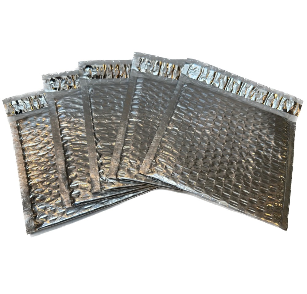 BlueProton Silver Metalized Poly Bubble Mailers, 6" x 6.5" (5 Silver Mailers)