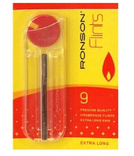 RONSON LIGHTER FLINTS 9 PER PACK 6-24 PACKS STANDARD SIZE FIREBRONZE 4MM
