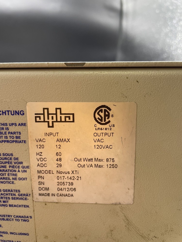 Alpha Technologies Novus XTI Uninteruptable Power Supply