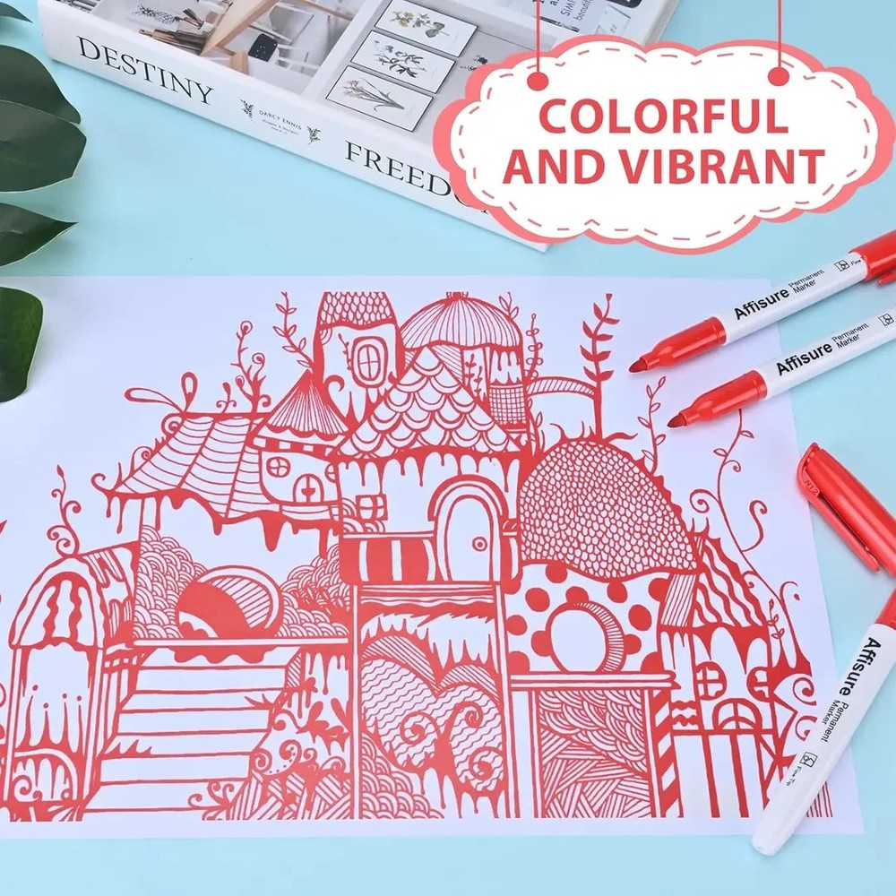 Affisure Red Permanent Markers Bulk, 75 Count, Fine Point Marker