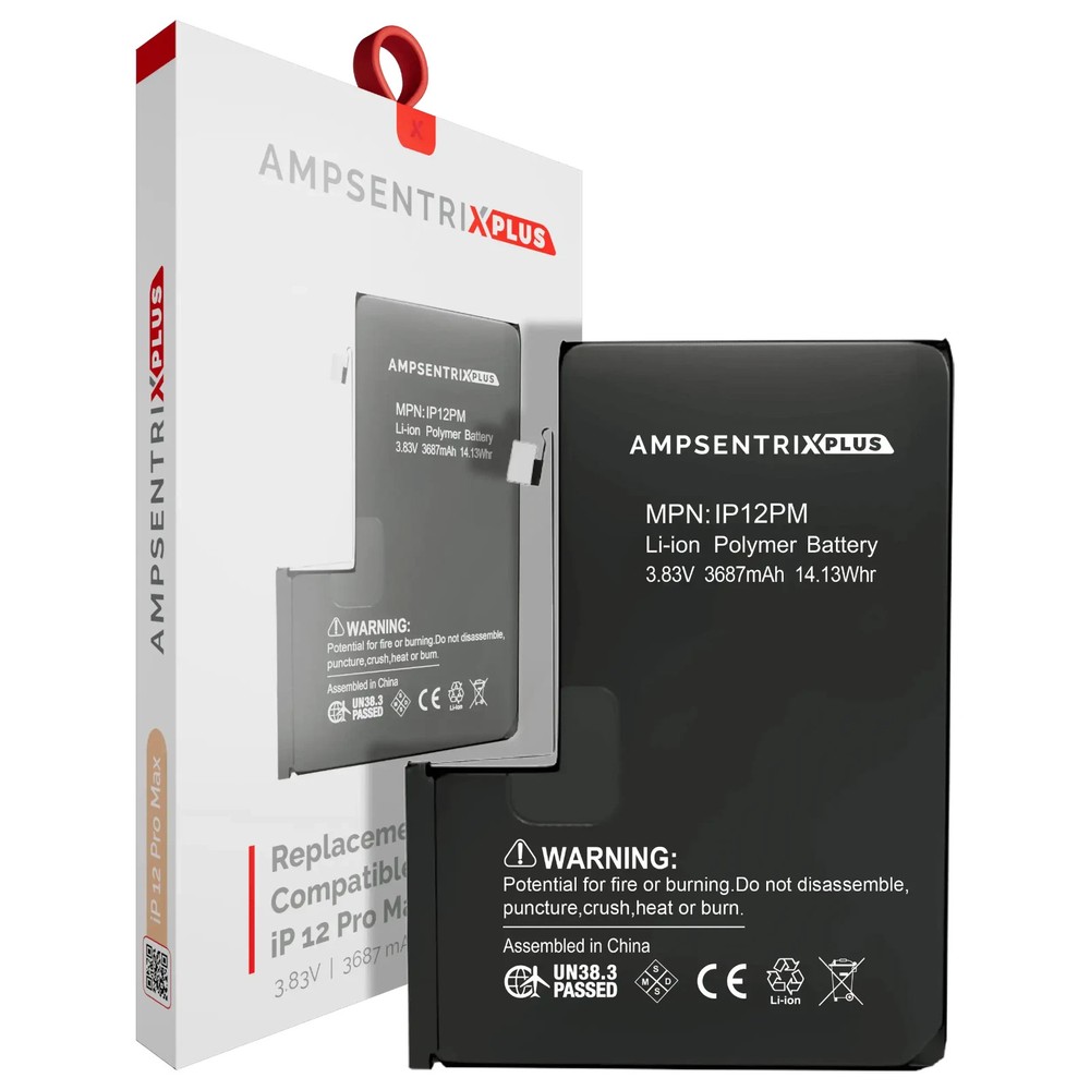 AmpSentrix Plus Battery for iPhone 12 Pro Max Replacement (No Message)