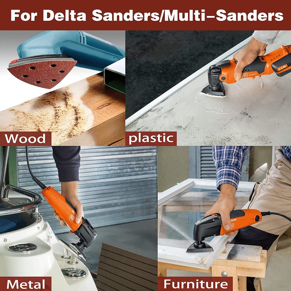 200×Triangle Sandpaper Sanding Pads Hook and LoopPalm for Oscillating Multi Tool