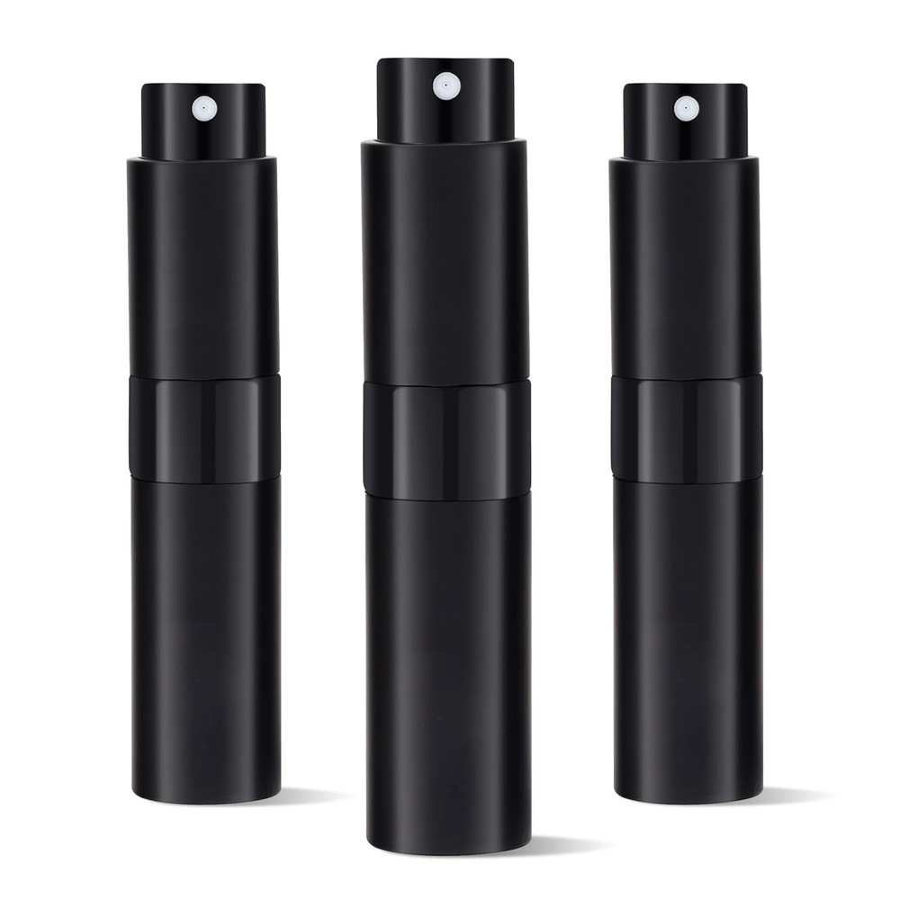 3Pack 8ml Refillable Travel Perfume Atomizer Spray Bottles  Black