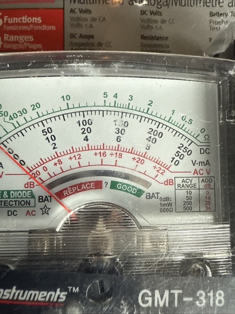 New GB Gardner Bender 6 Function, 14 Range, Analog Multimeter GMT-318