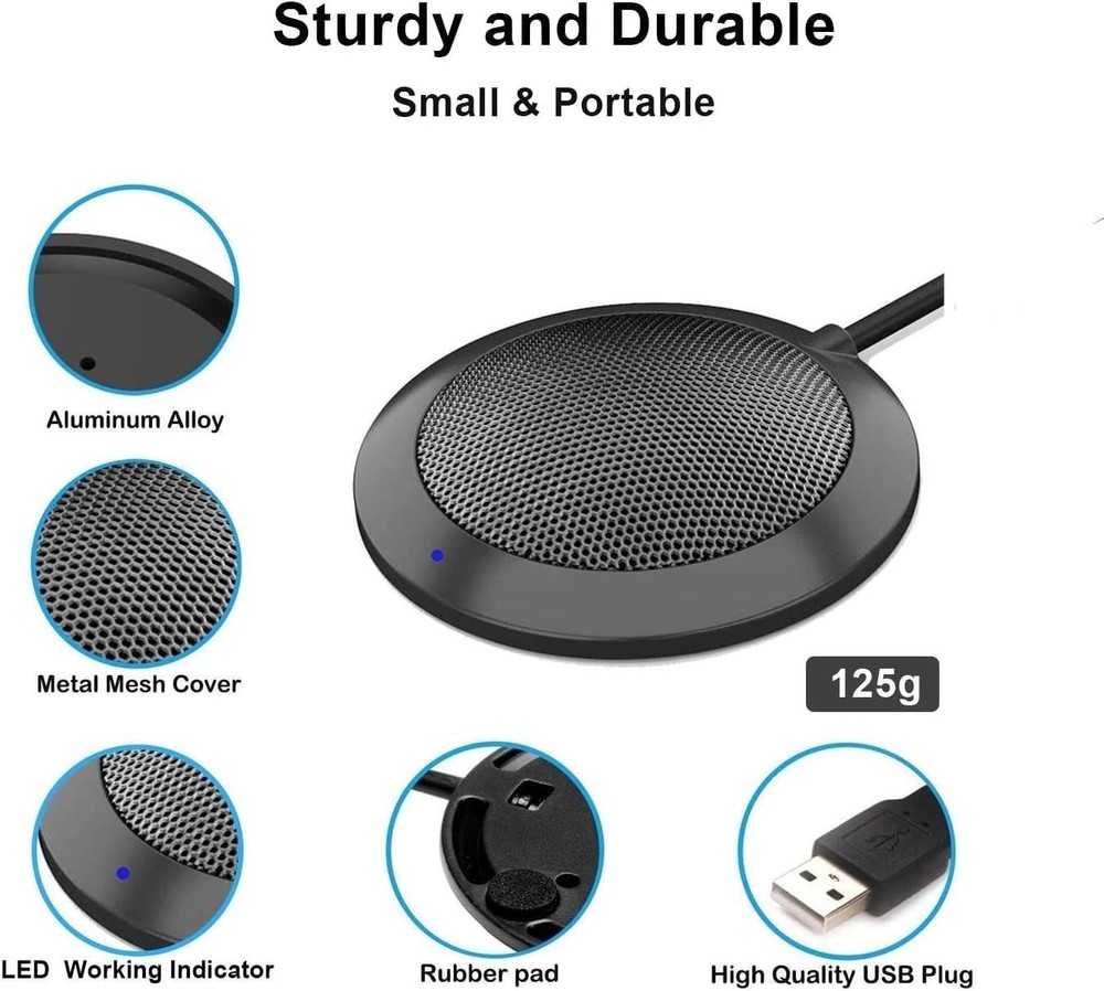 Portable USB Conference Microphone with LED Indicator - Plug & Play Excellence