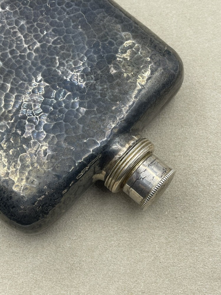 Antique Sterling Silver Flask Hand Hammered