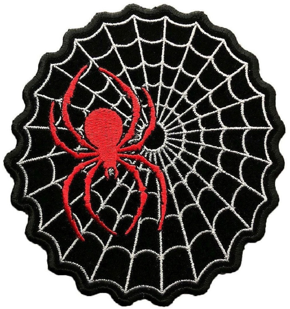 Spider in Web BLACK WIDOW RED SPIDER EMBROIDERED PATCH |2PC IRON OR SEW 5"X4.5"