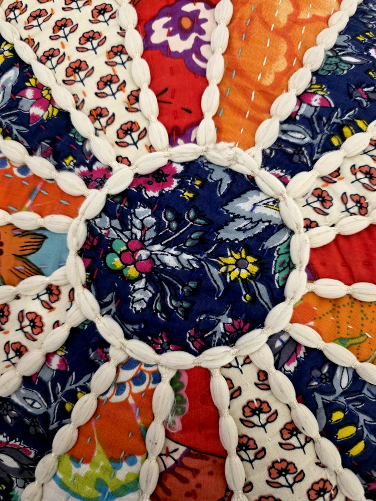 Patchwork Pouffe (Footstool), Approx. 60" Circumferance, Multicolored
