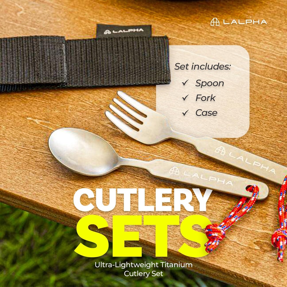 Ultra-Lightweight Titanium Cutlery Set with Spoon, Fork, and Storage Case