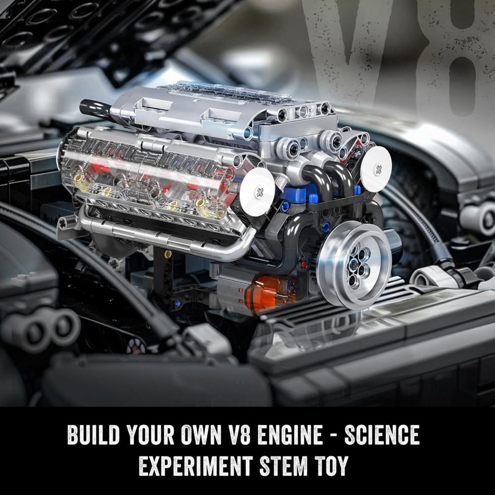 ABS V8 Engine Motor Engineering Model Stacking Blocks Education Toy High Quality