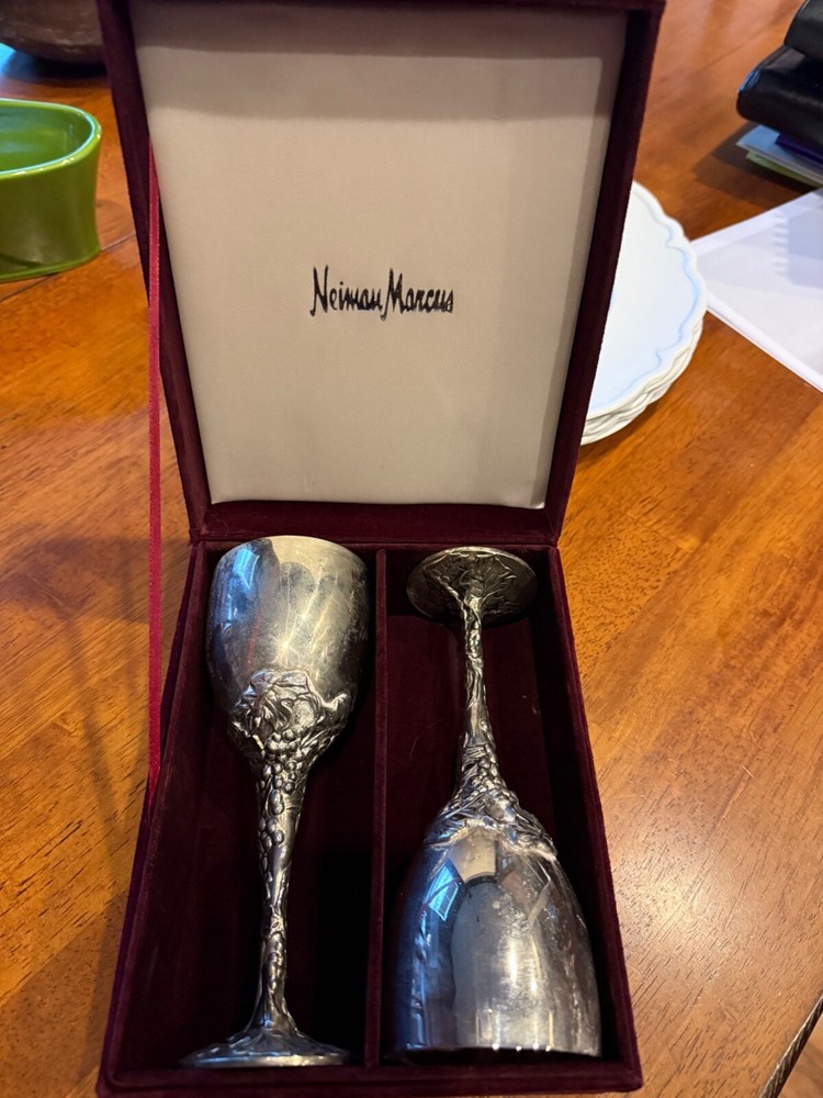 Neiman Marcus 9.5" Silver Plate 2 Goblet Set