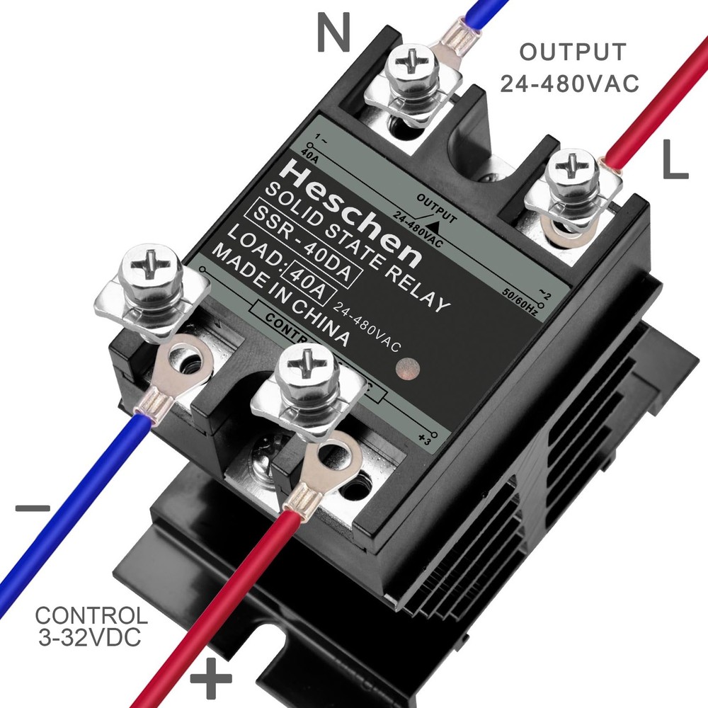 SSR-40DA Single Phase DC/AC Solid State Relay Input 4-32VDC Output 24-480V