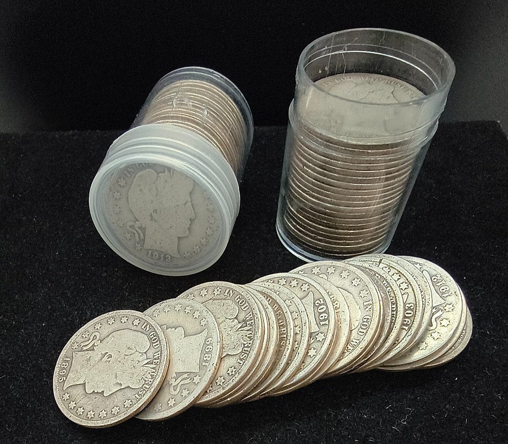 $10 Face Value Barber Silver Half Dollar 50c Mixed Date Roll - AG-G -  Multiple