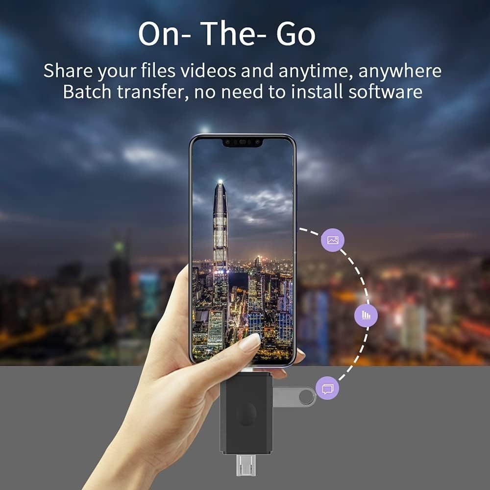 Versatile USB-C & Micro USB Memory Card Reader: Plug & Play Convenience