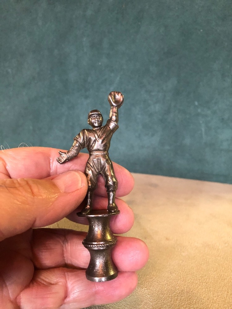 Baseball Player Catching Ball Pipe Tamper, Solid Fine Pewter
