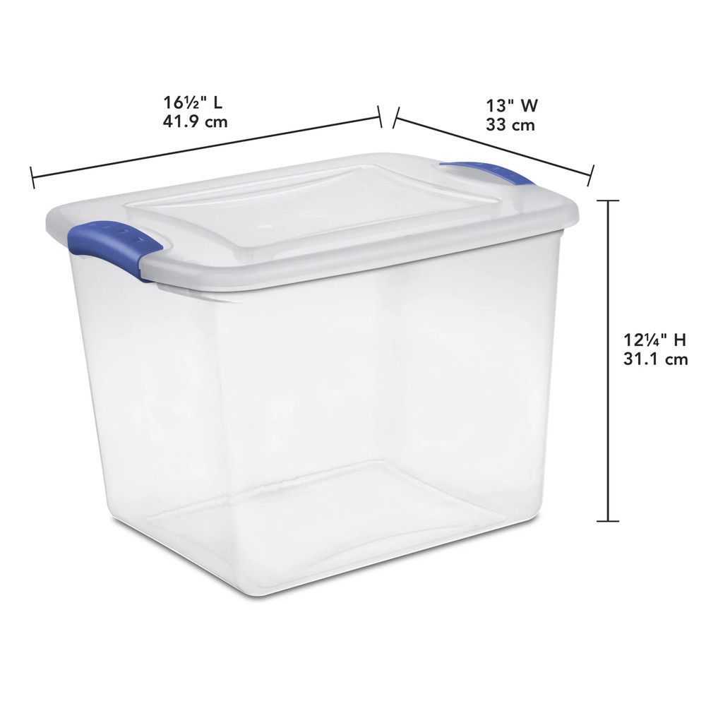 (2 Pack) 27 Quart Medium Latching Storage Bin, Clear Plastic Stoarge Conatiner