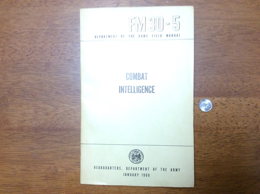 1960 Army Combat Intelligence Book War Department Technical Counterintelligence