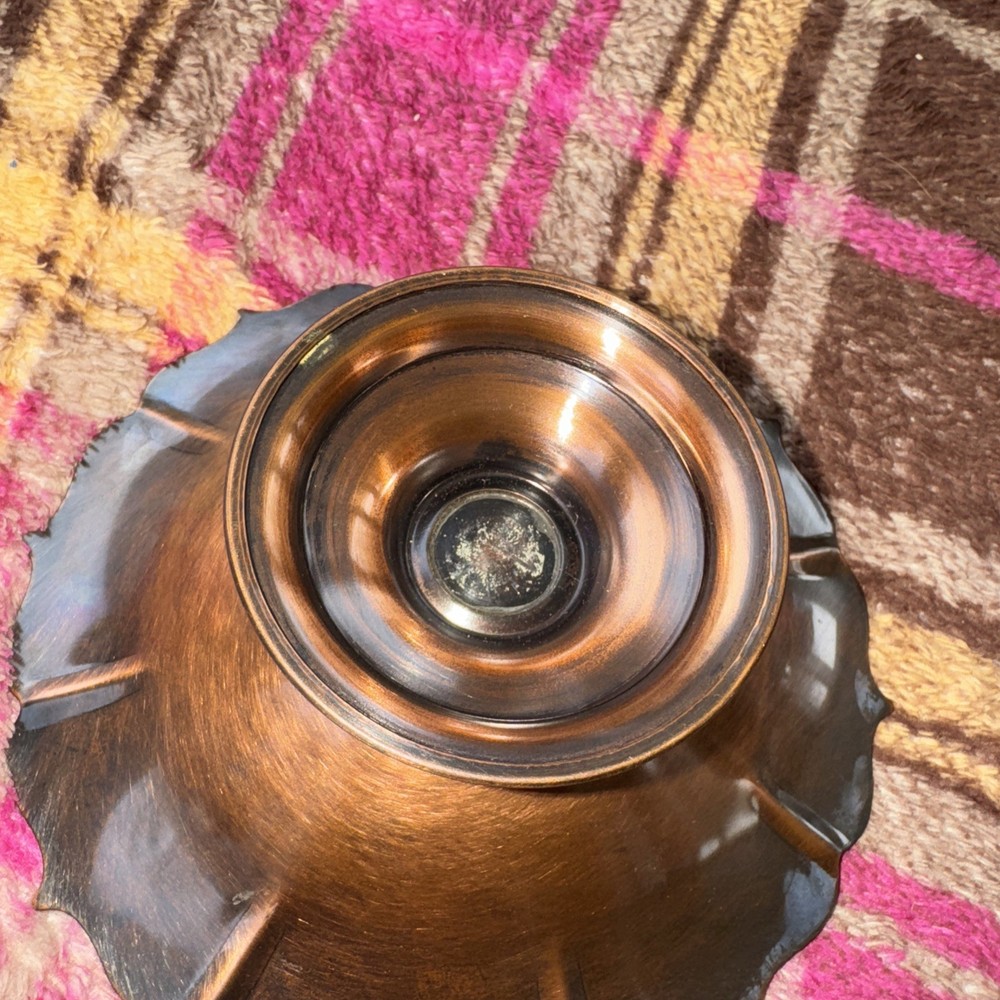 Copper Candy Dish Plate Pedestal 6" round