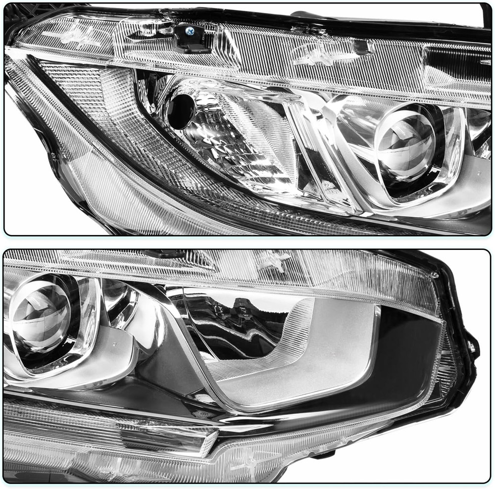 Headlight Assembly Replacement for 2016-2021 Honda Civic W/Led DRL Projector Hea
