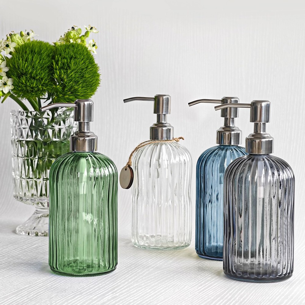 JASAI 18Oz Green Soap Dispenser with Rust Proof Pump, Refillable Forest