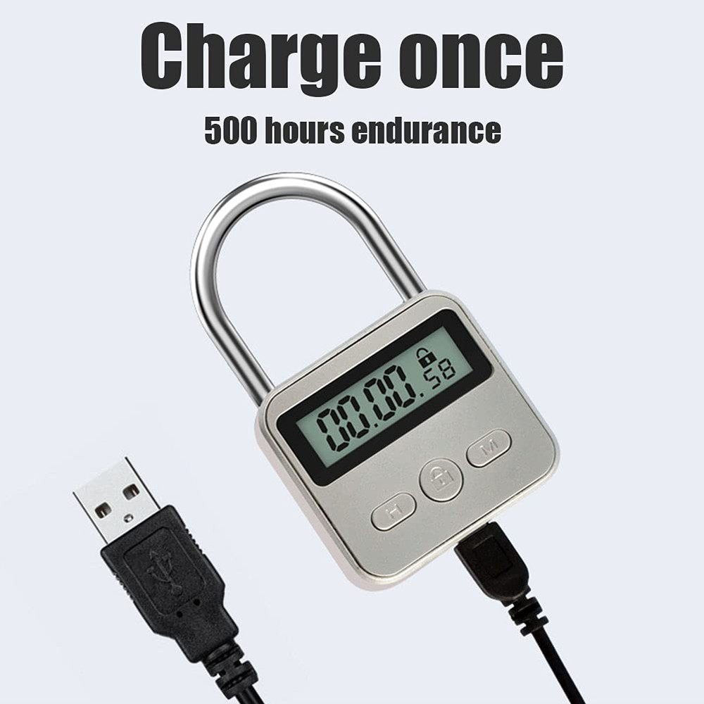 Metal Timer Lock, 99 Hours Max Timing USB free size, Silver