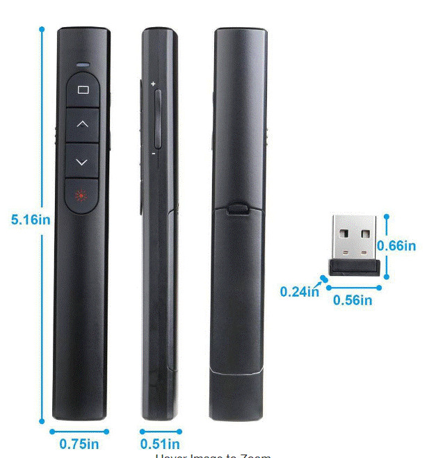 Wireless Presenter Remote w/ Hyperlink and Volume Control for PowerPoint Screen