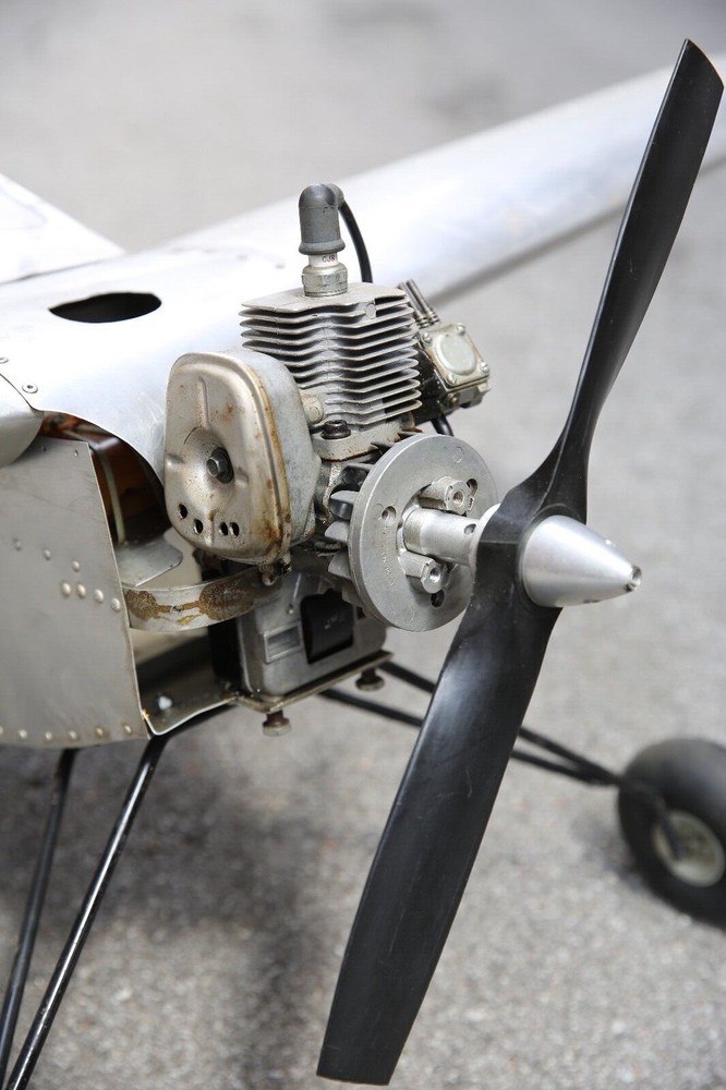 Vintage Control Line Model Airplane Gas Engine Aluminum Plane Tether Project Old