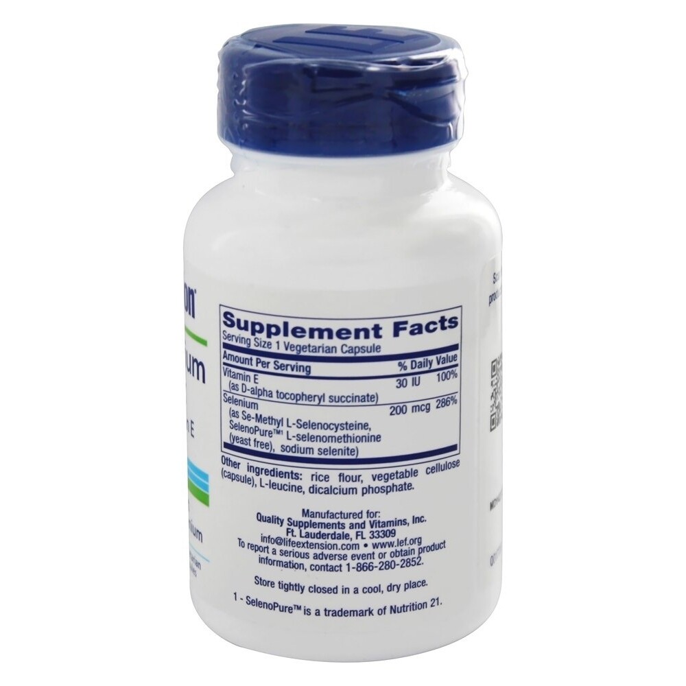 Life Extension Super Selenium Complex 200 mg with Vitamin E 30 mcg.,100 Veg Caps